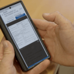 Nurse using MyStaff app
