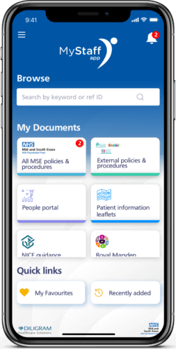 iPhone with MyStaff app